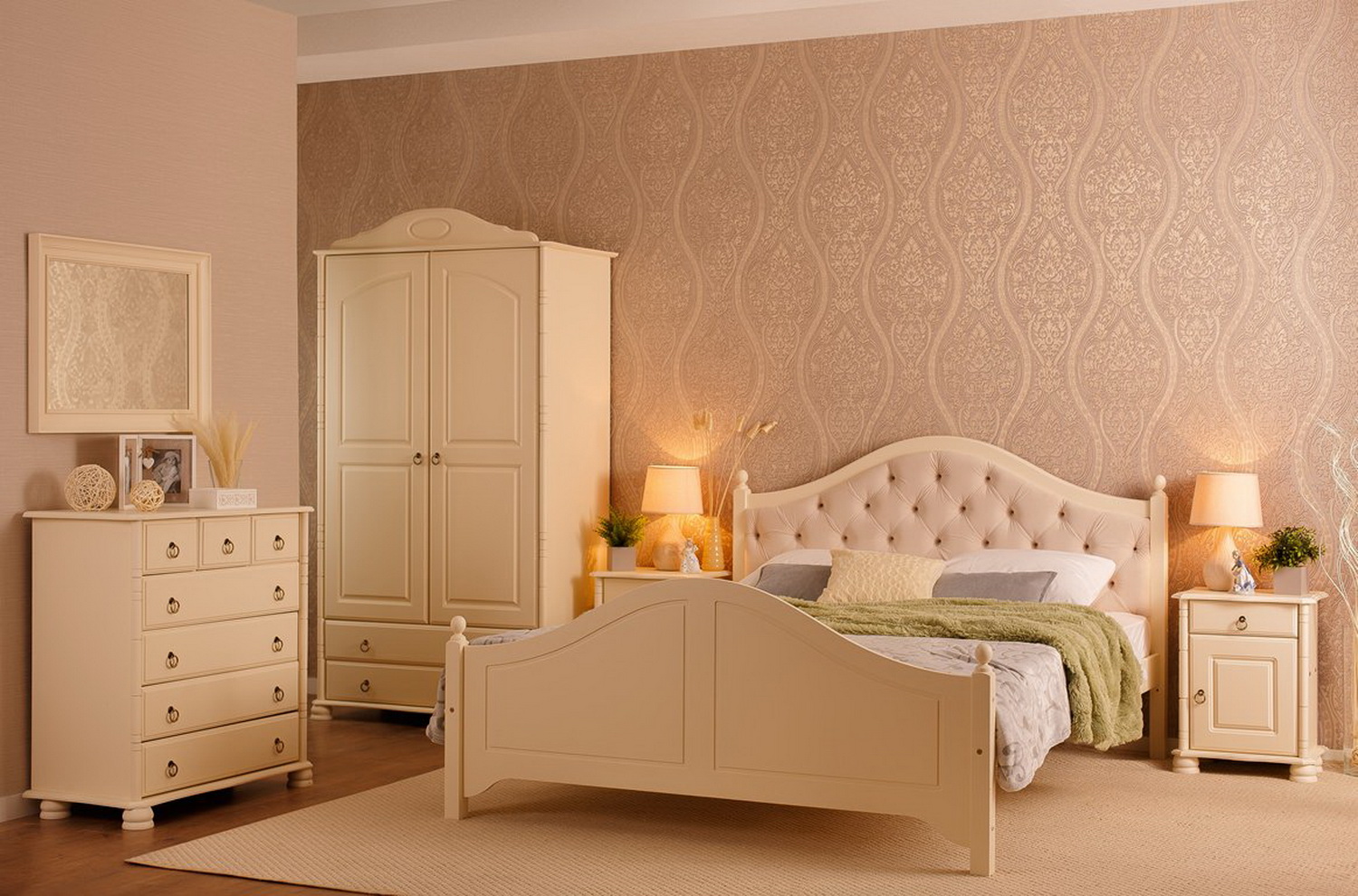 Шкаф белый Айно 2 створчатый с ящиками