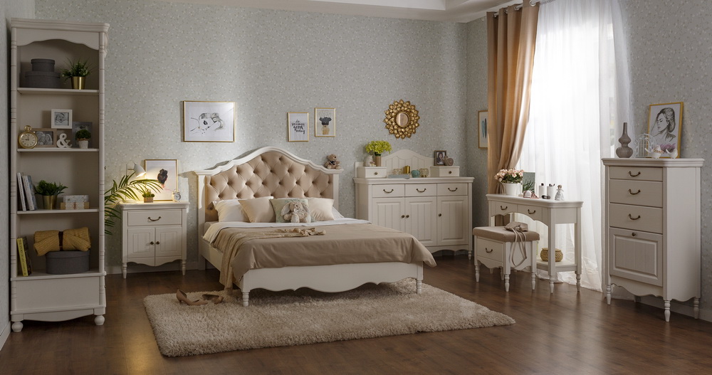 Прикроватный комод массив сосны белый Айно №16