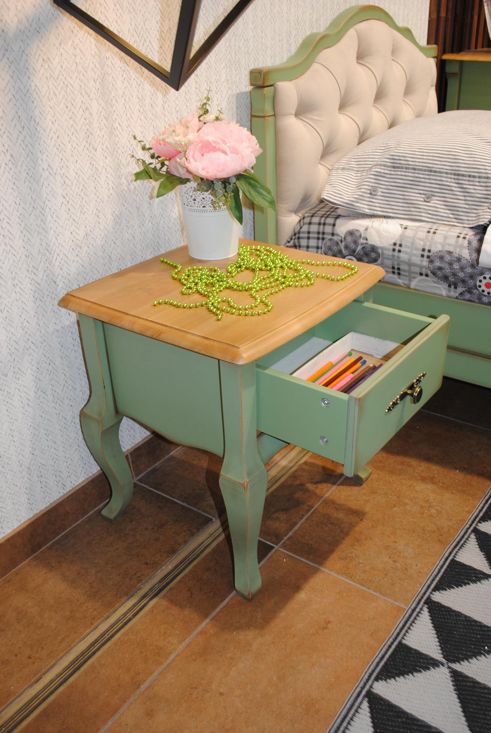 Тумба с ящиком белый прикроватная Ари-Прованс №1