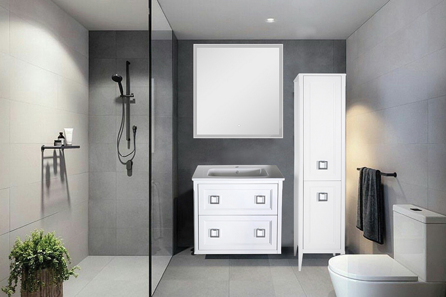 Зеркало белое в ванную Марика 105