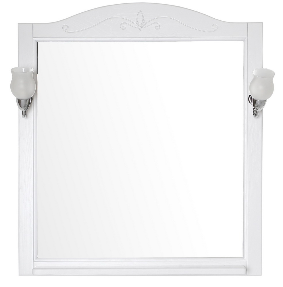 Зеркало белое с полкой Салерно 65 с полкой+светильники