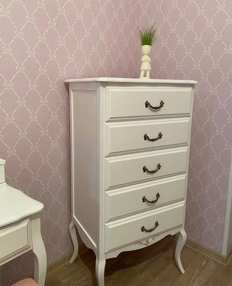 Комод с 5 ящиками белый дерево Авиньон