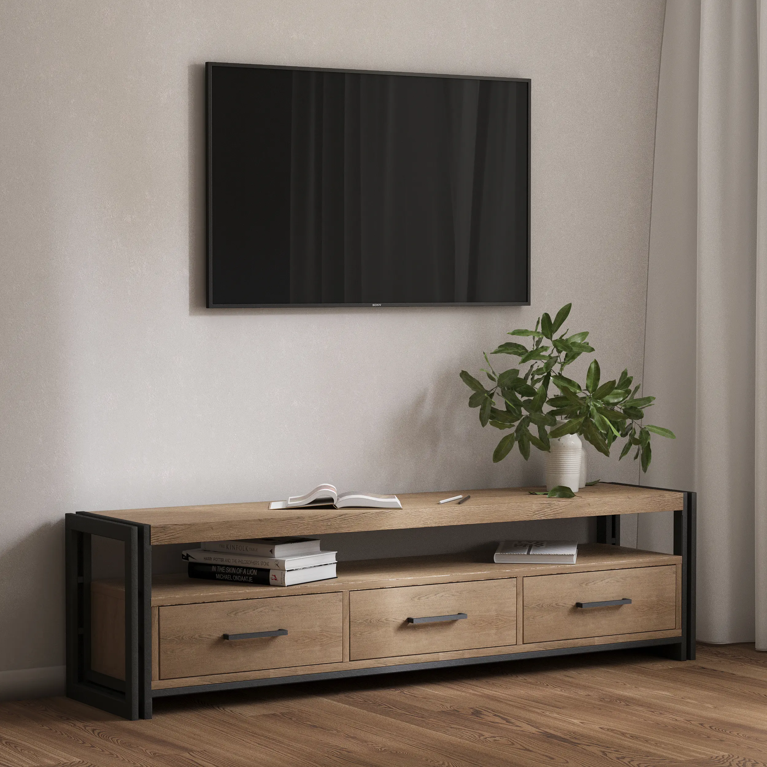 ТВ тумба в стиле лофт 10-02