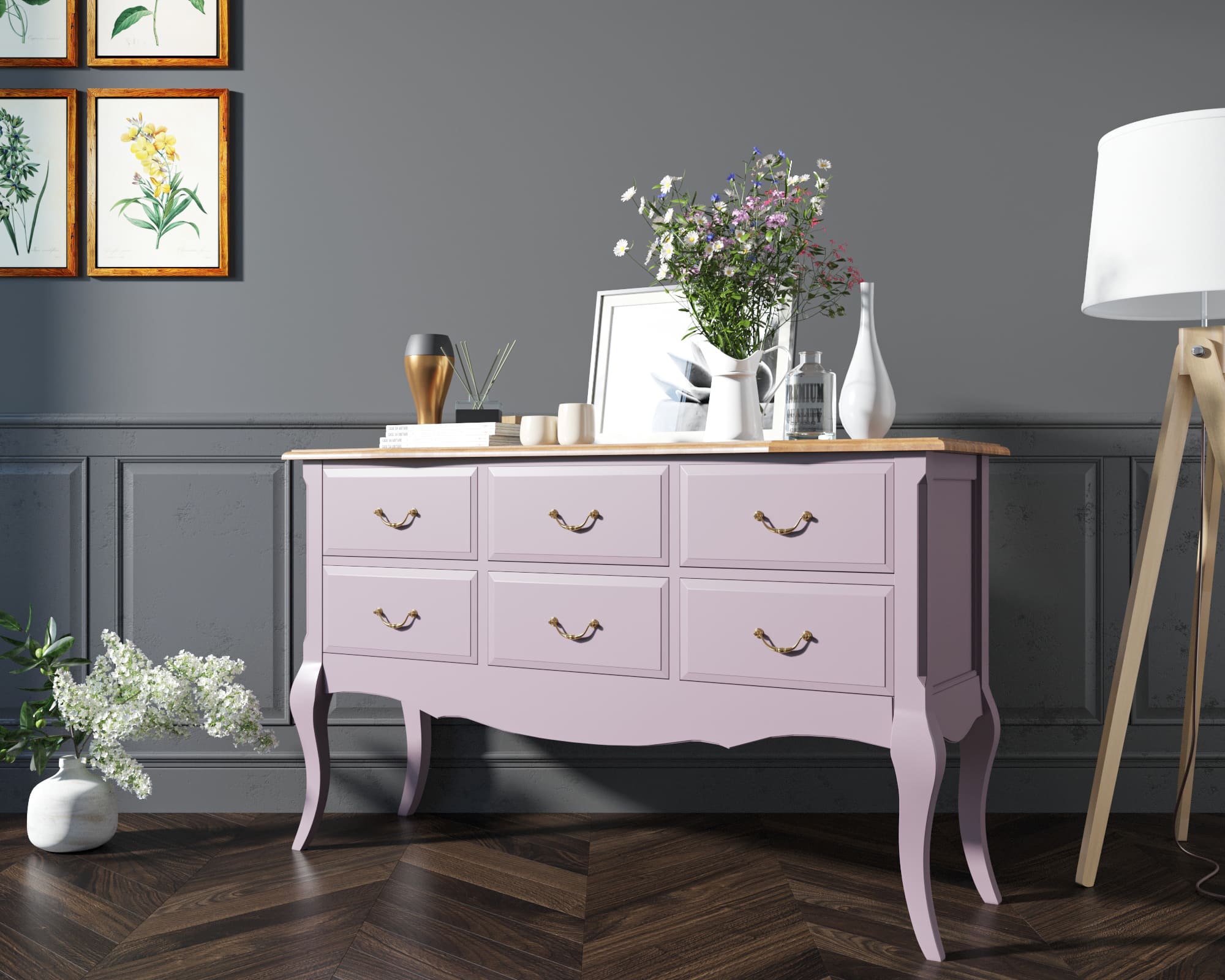 Консоль дерева "Leontina Lavanda" 6 ящиков