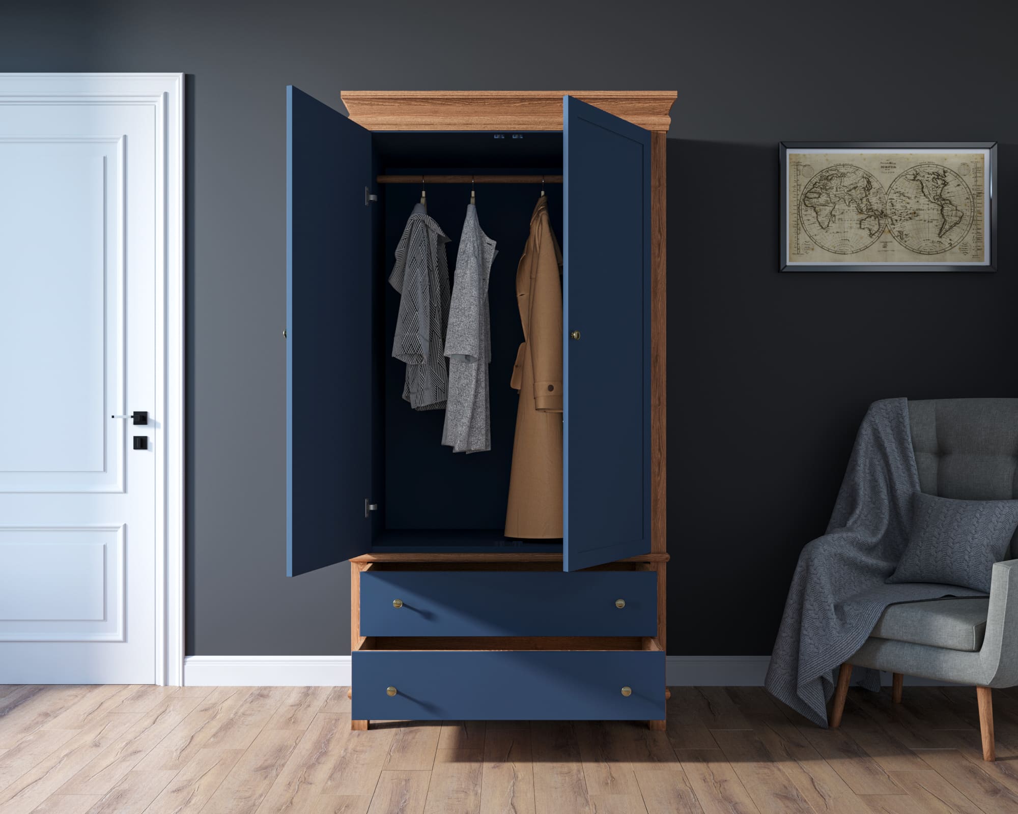 Шкаф двухстворчатый дерево «Jules Verne" из березы и ясеня