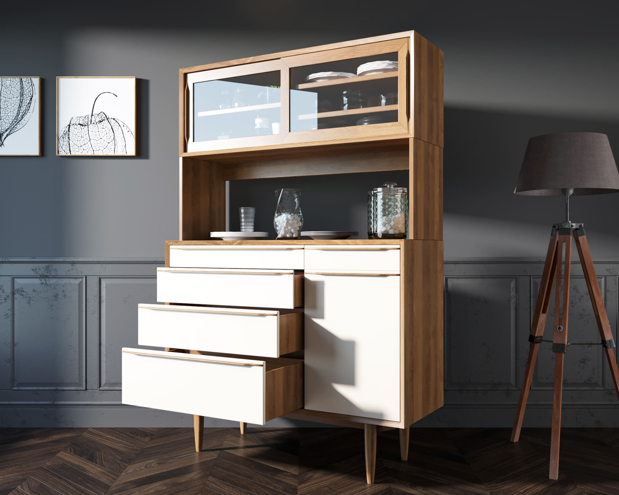 Буфет с ящиком "Bruni white"