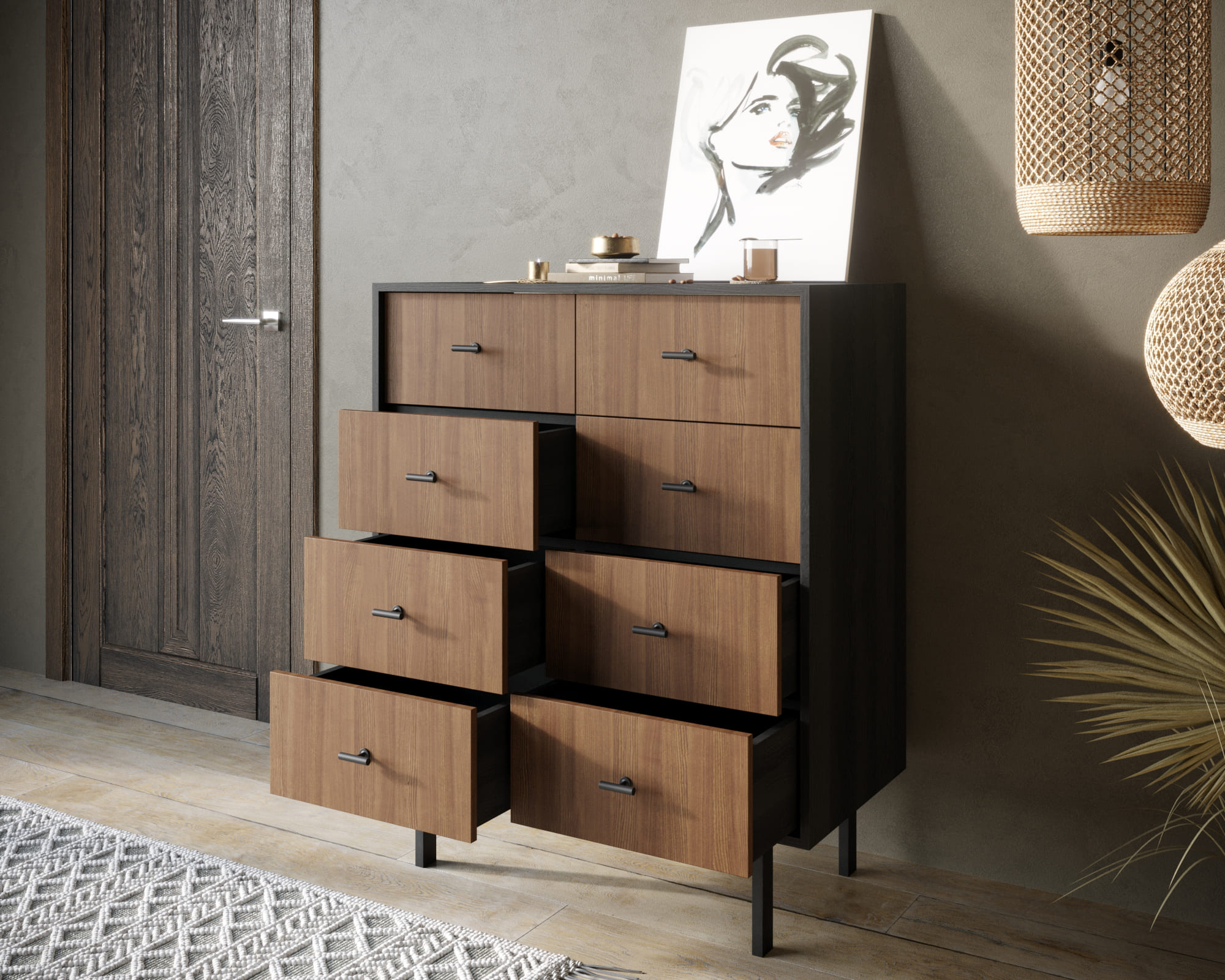 Комод на 8 ящиков дерево "Emerson"