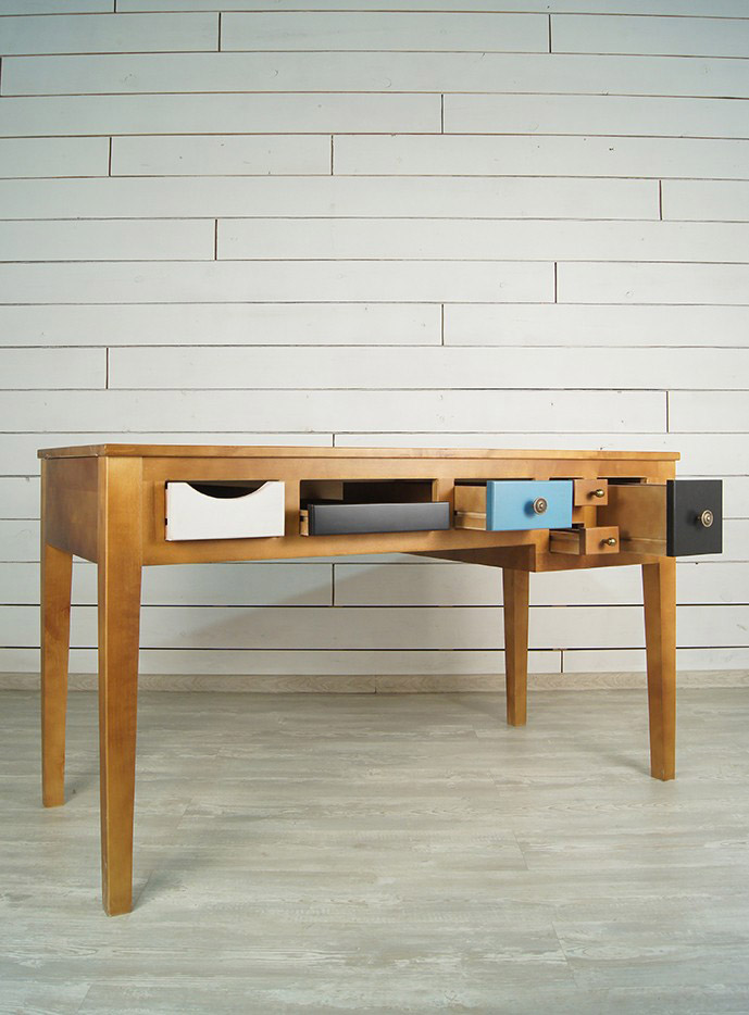 Рабочий стол с 6 ящиками "Aquarelle Birch"