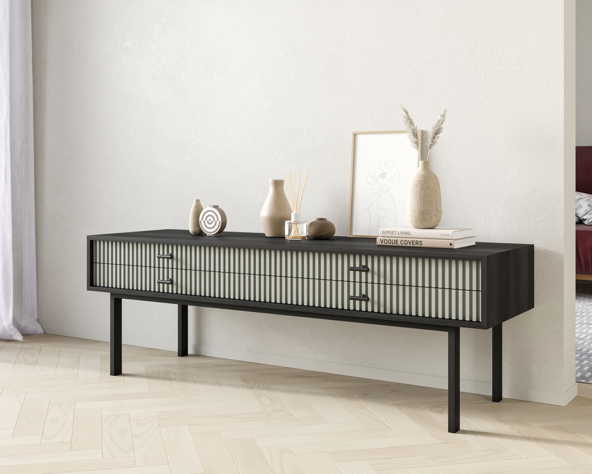 Консоль с двумя ящиками "Emerson" арт EM23/gray/L