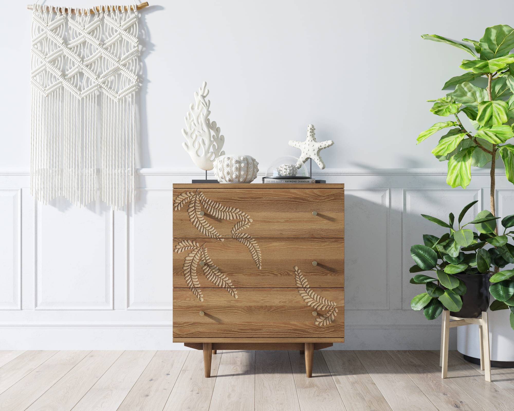 Комод "Boho" 3 ящика с растением