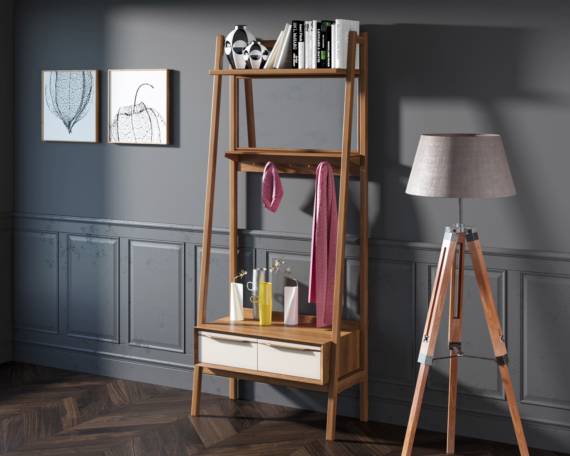 Прихожая из массива дерева "Bruni white"