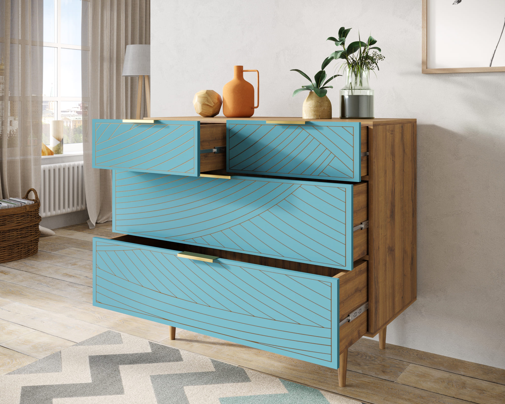 Комод с четыремя ящиками "Line" LN14/GR1