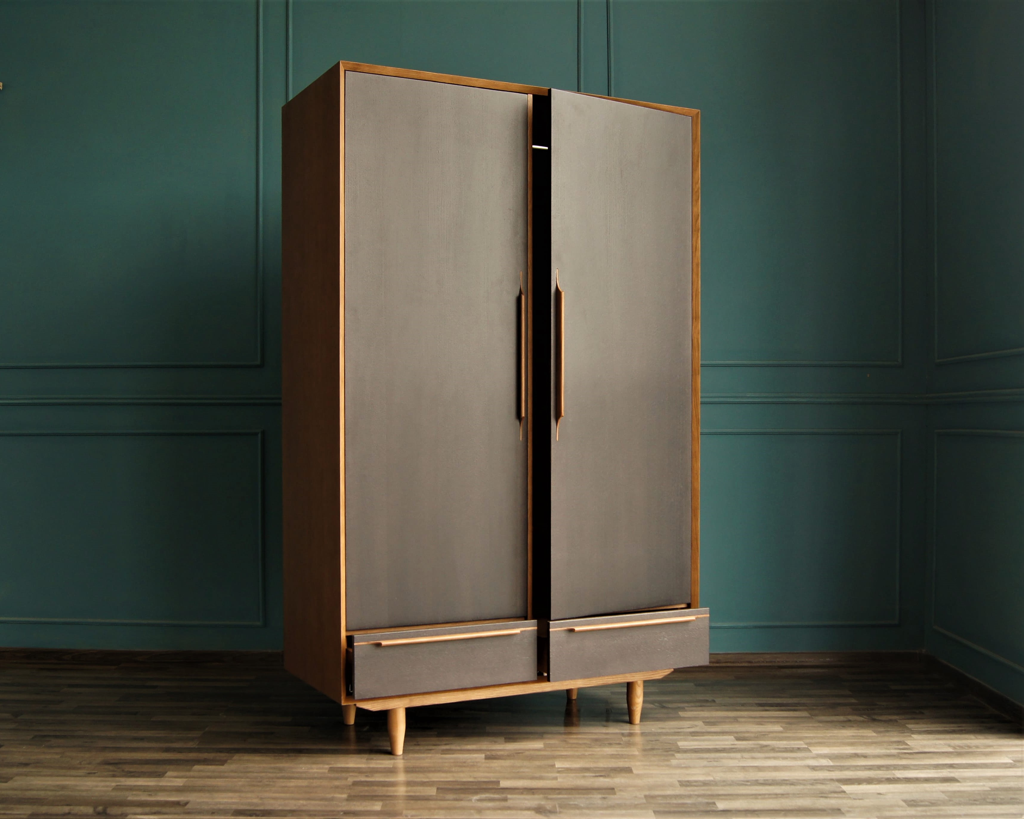 Шкаф двустворчатый "Bruni Black" с двумя ящиками