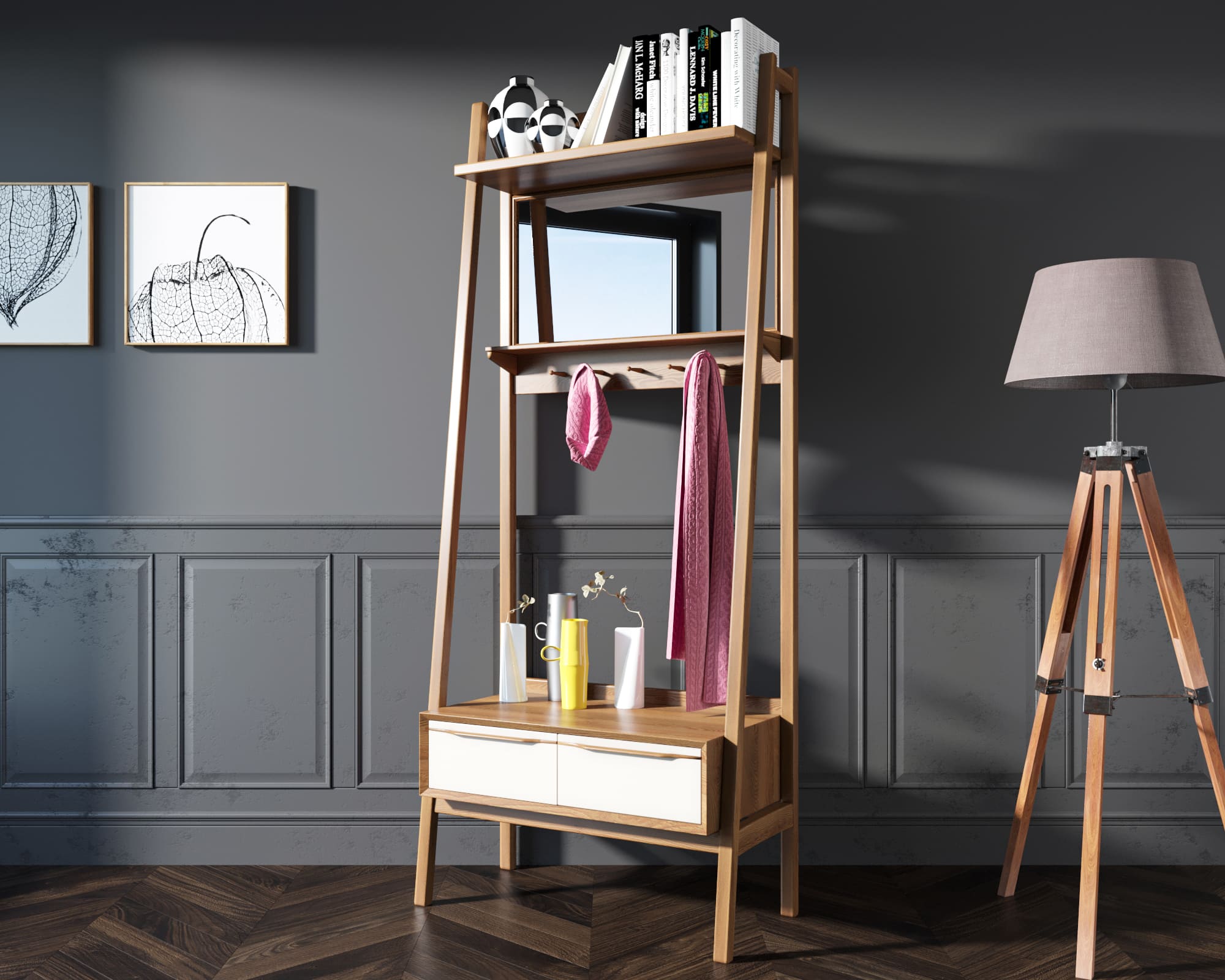 Прихожая из массива дерева "Bruni white"