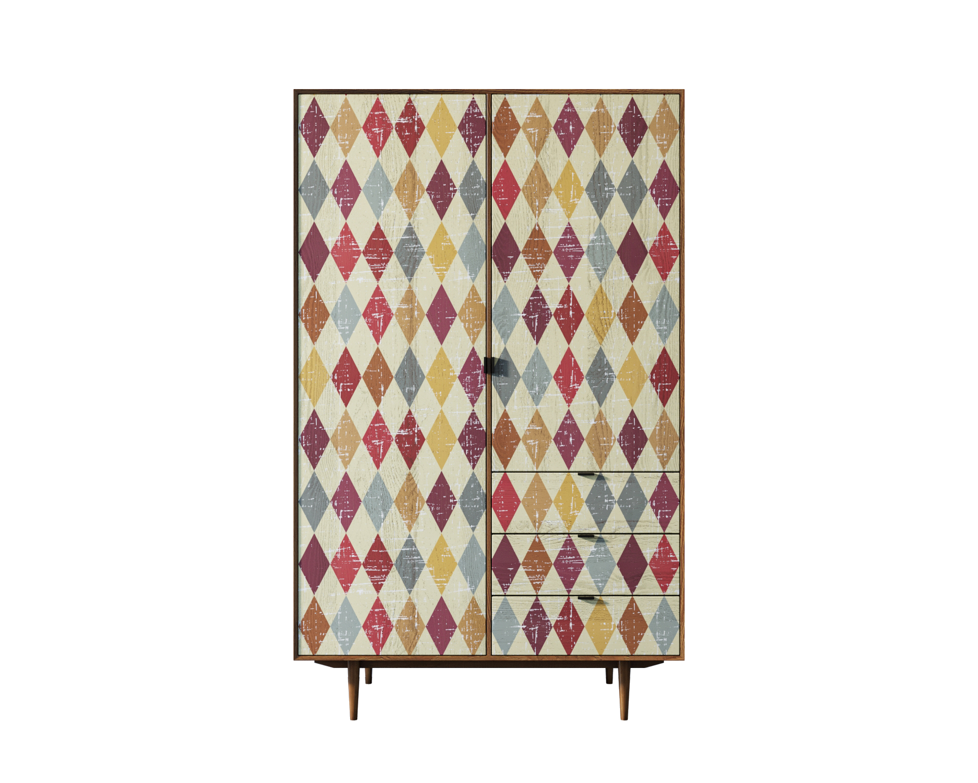 Шкаф из дерева в скандинавском стиле "Bruni print" с ящиками