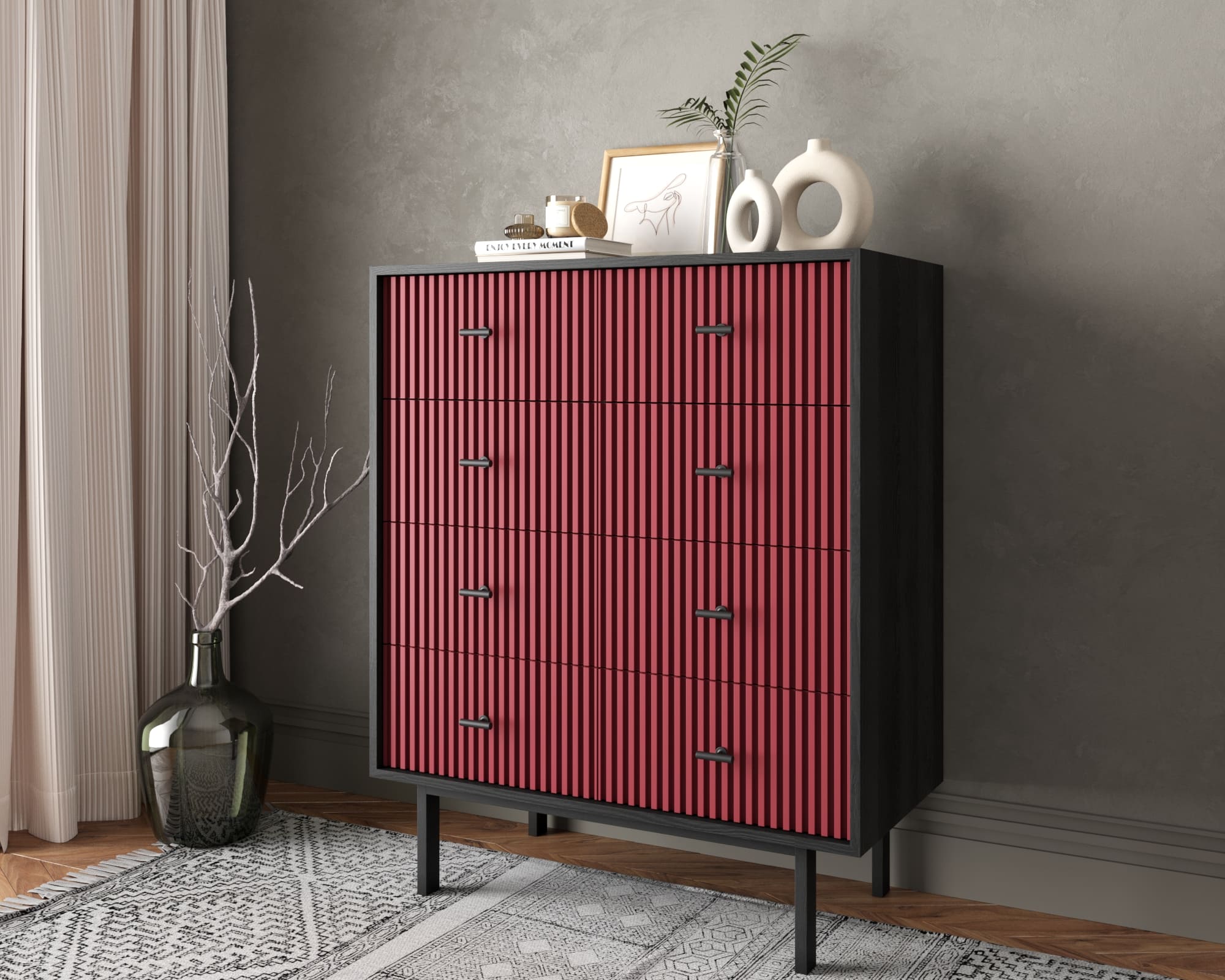 Комод на восемь ящиков "Emerson" арт EM20/red/L