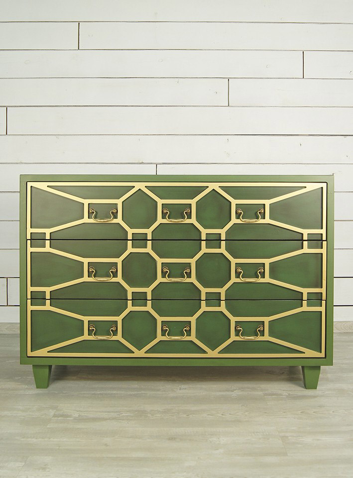 Зеленый комод «Emerald» 3 ящика