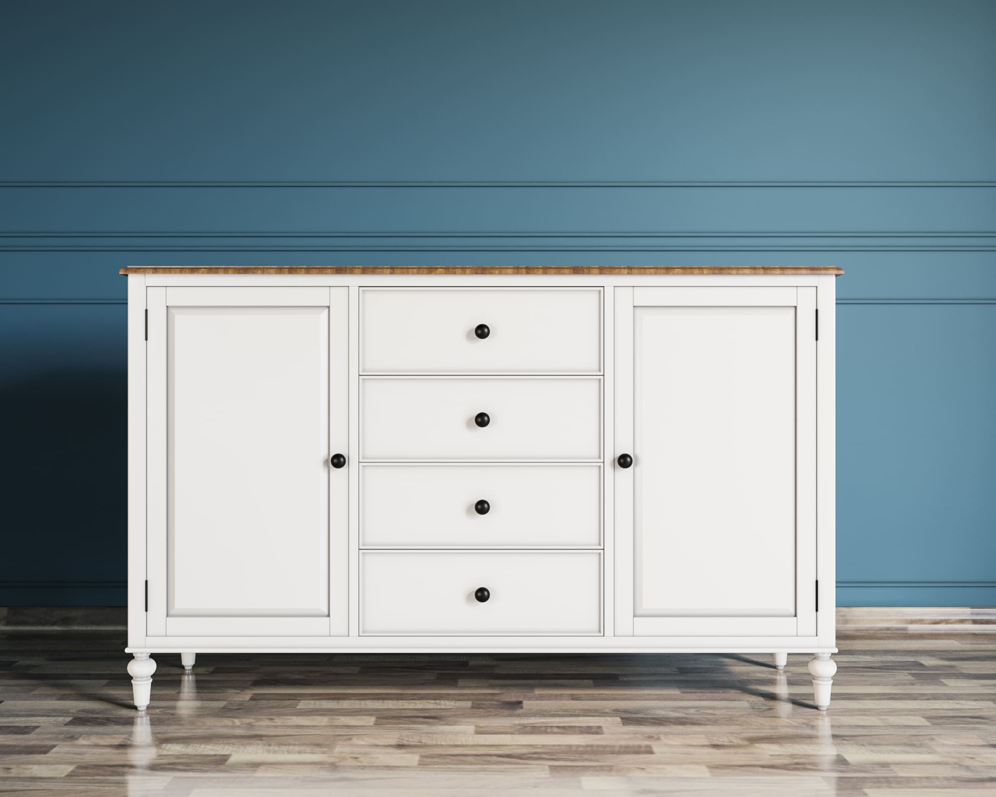 Большой комод с 4 ящиками белый "Odri"