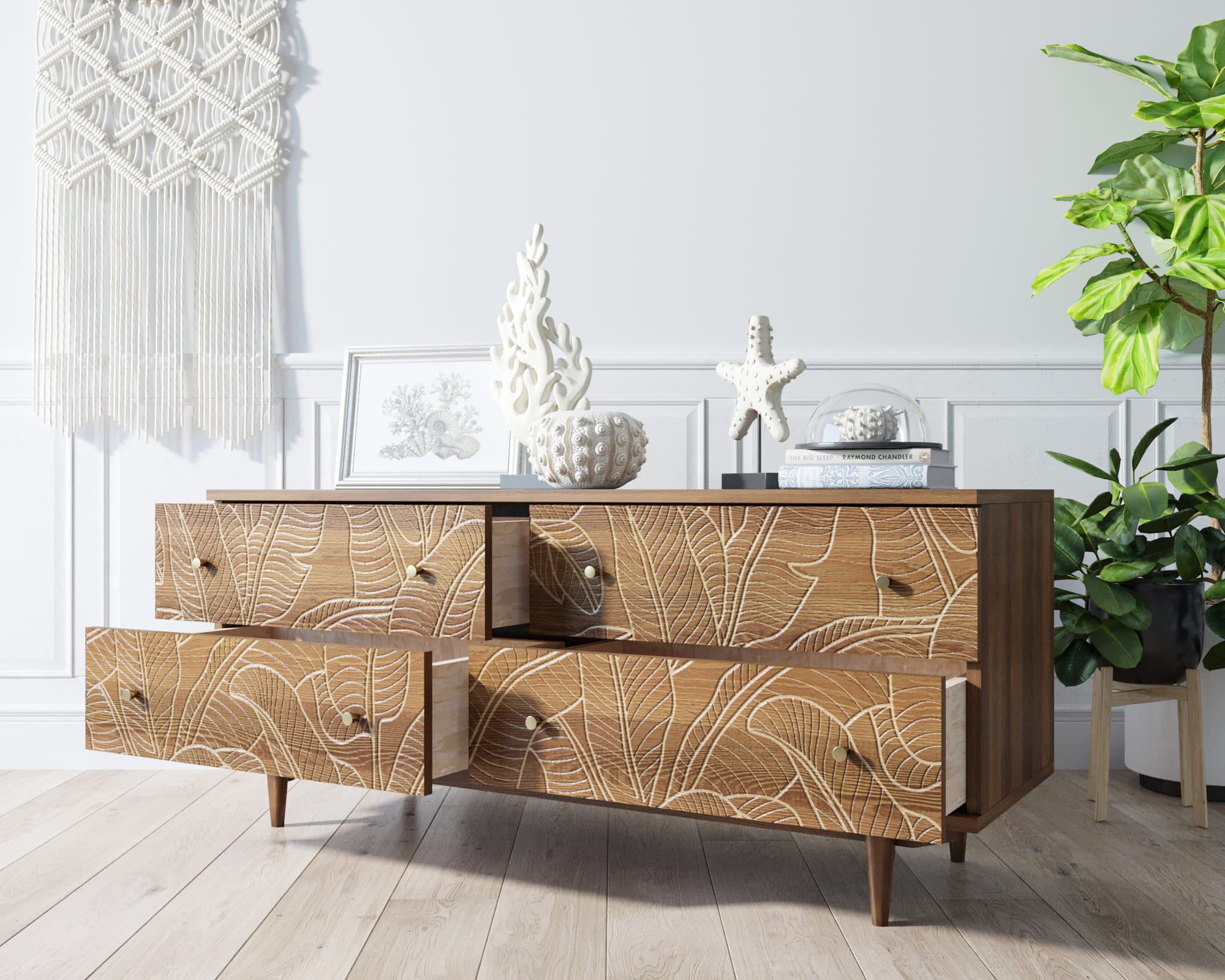 Комод "Boho" 4 ящика массив джангл