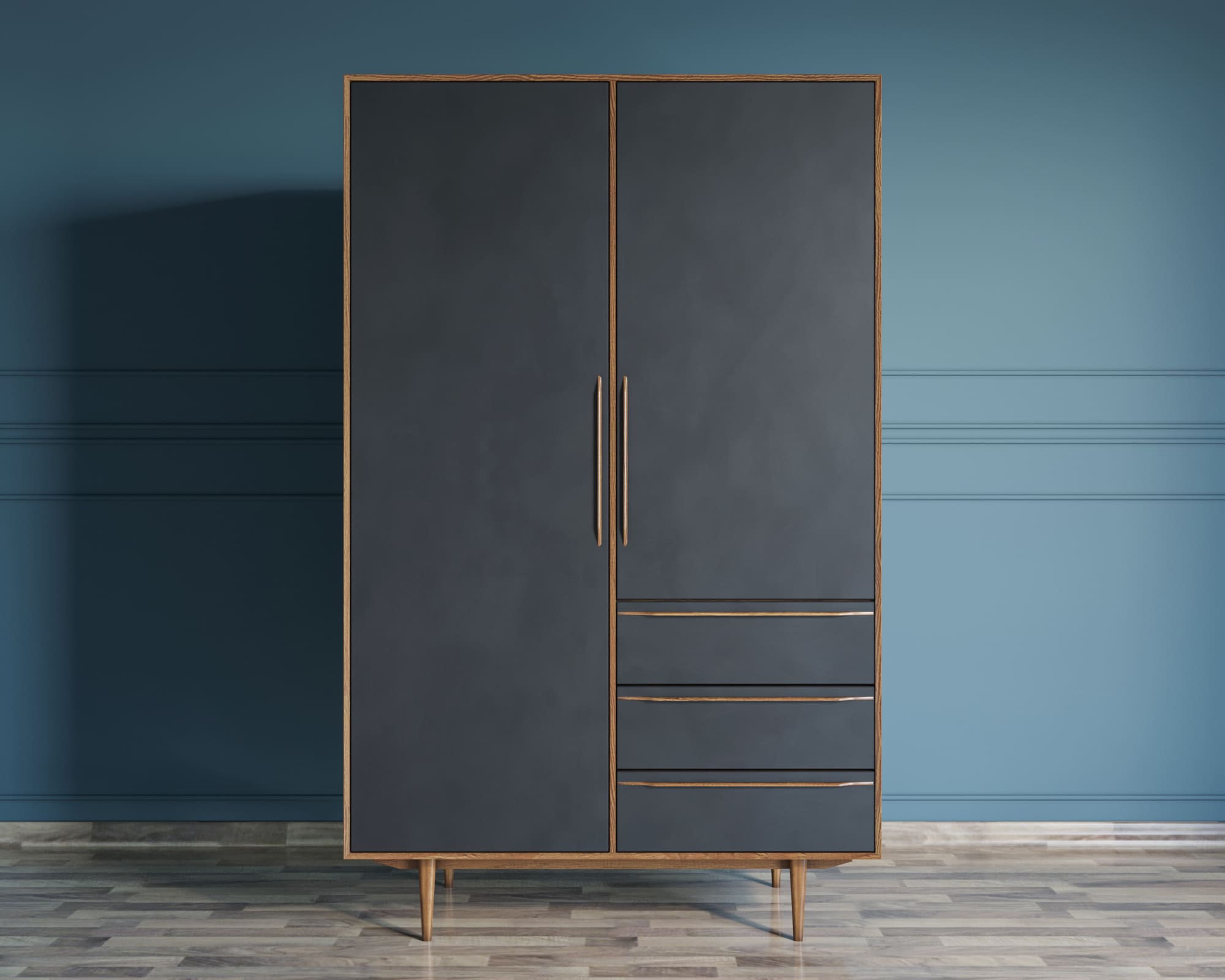 Шкаф чёрный с ящиками в скандинавском стиле "Bruni Black"