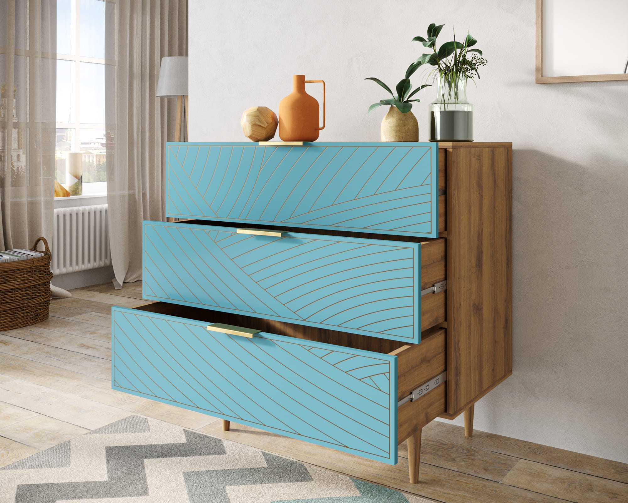 Комод с тремя ящиками "Line" LN12/GR1