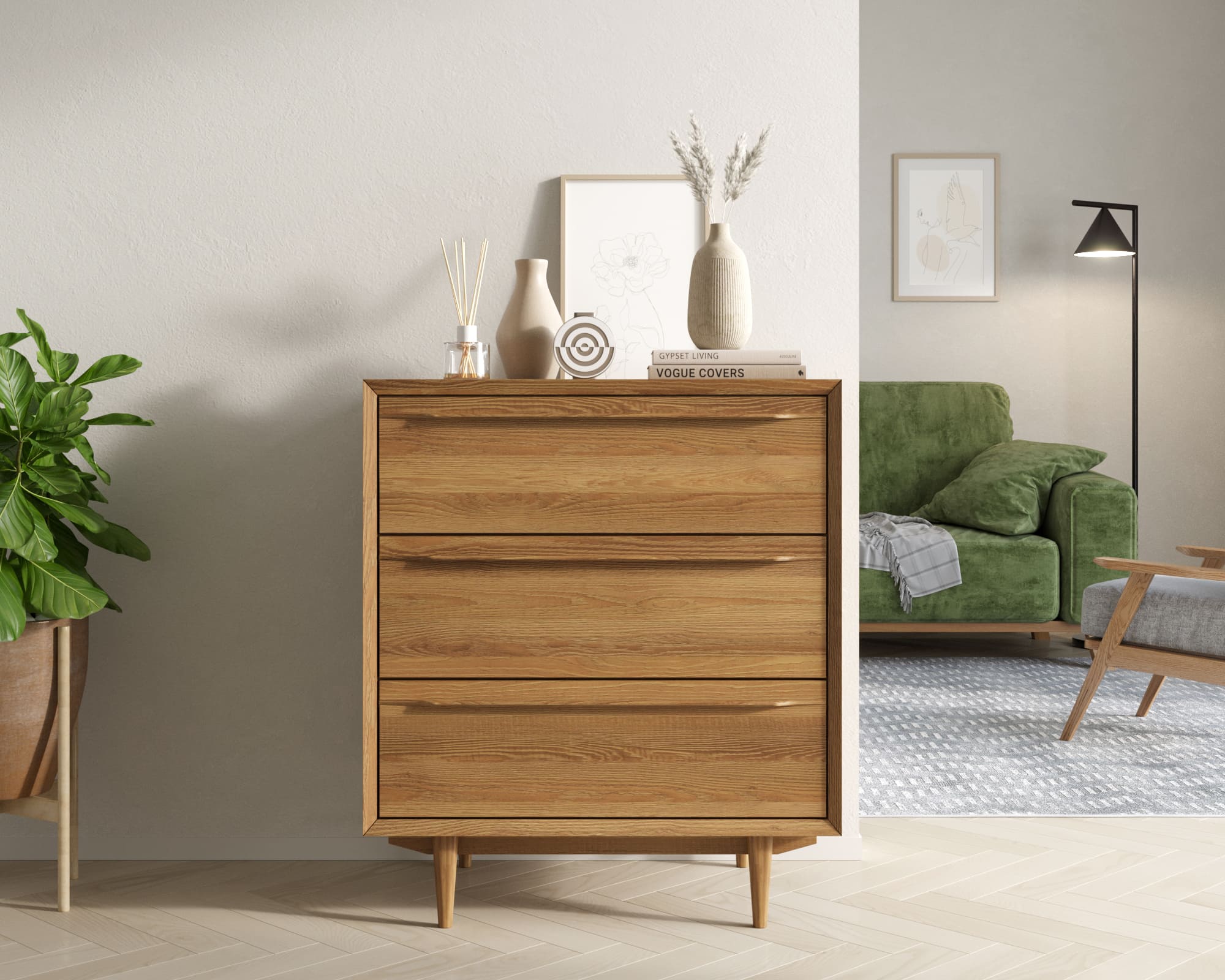 Комод с ящиками в Скандинавском стиле "Bruni" на три ящика