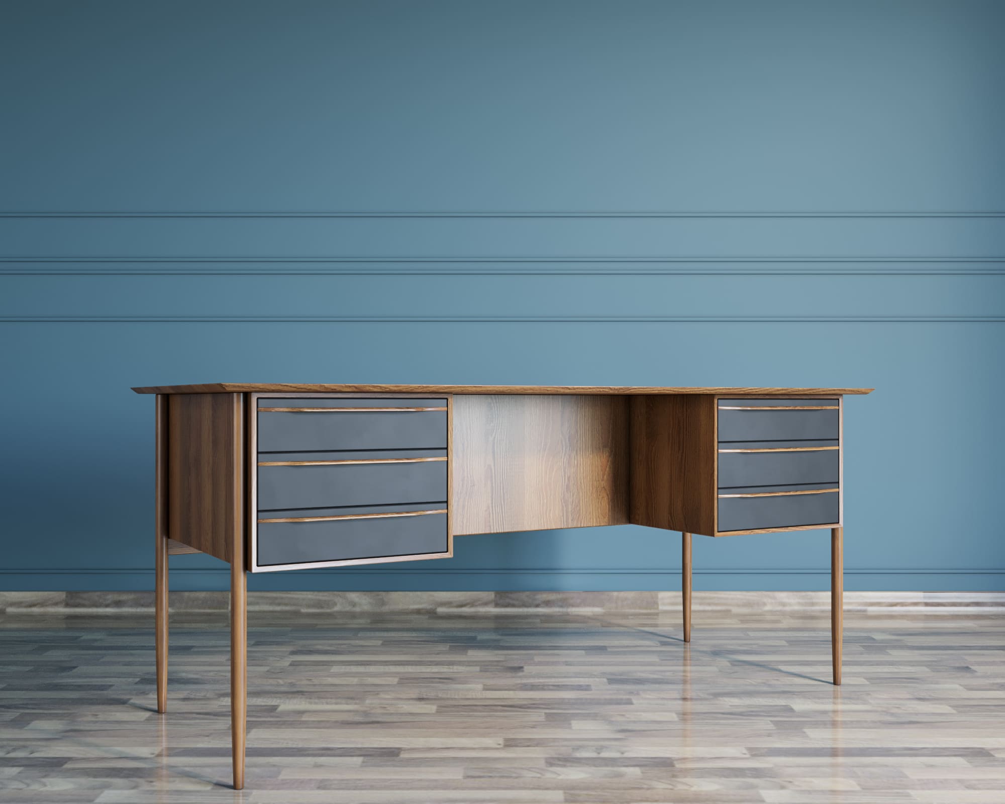 Рабочий письменный стол с ящиками «Bruni Black» с ящиками