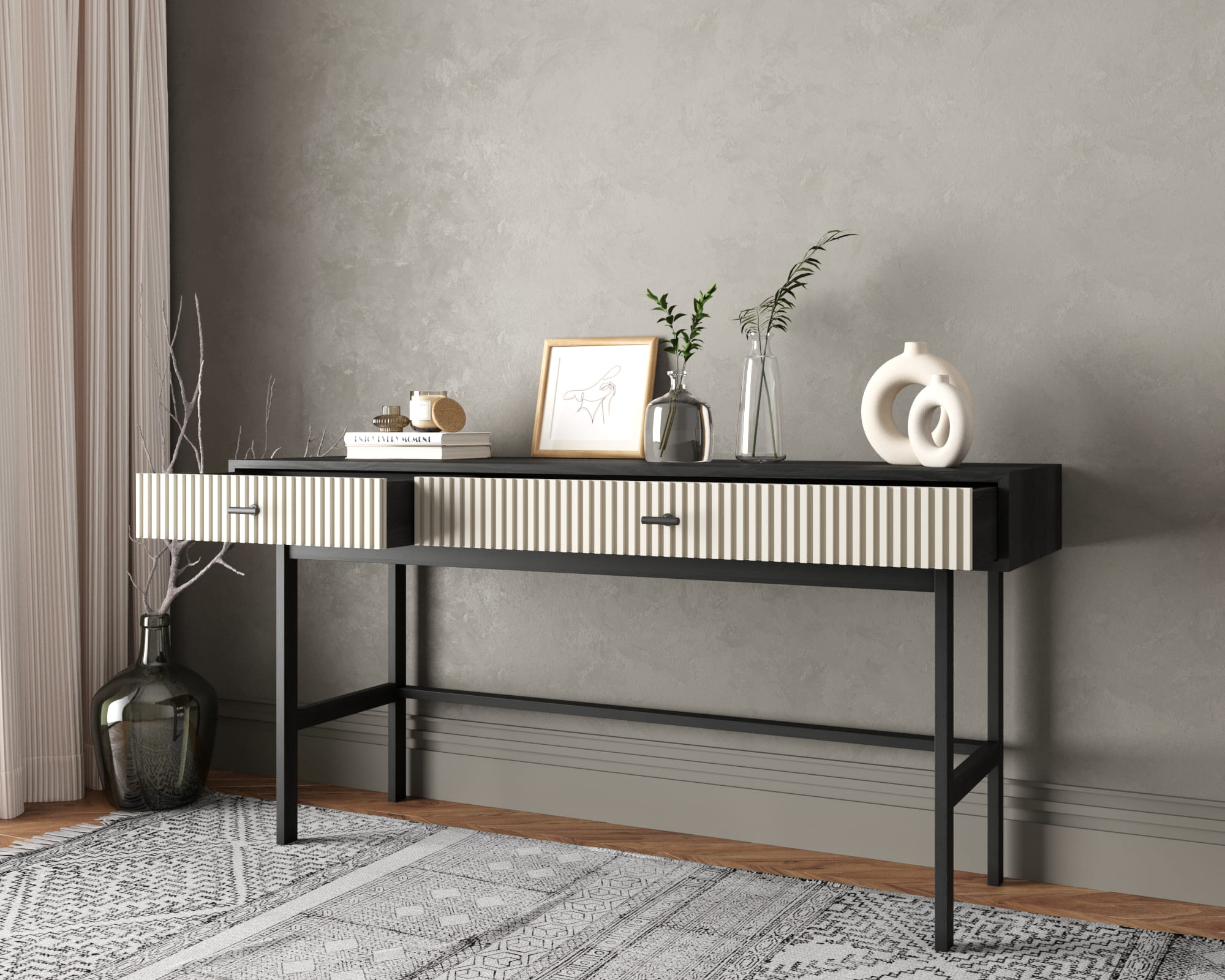 Консоль с двумя ящиками "Emerson" арт EM22/milky/L