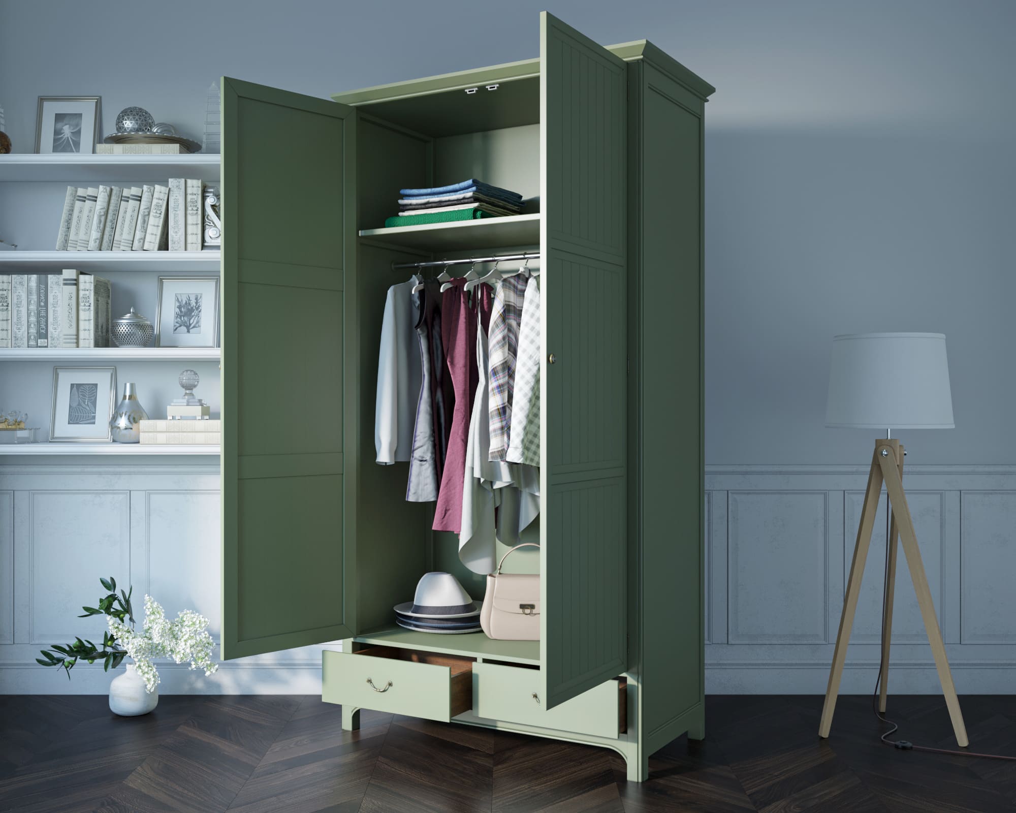 Двухстворчатый шкаф с 2 ящиками "Olivia"