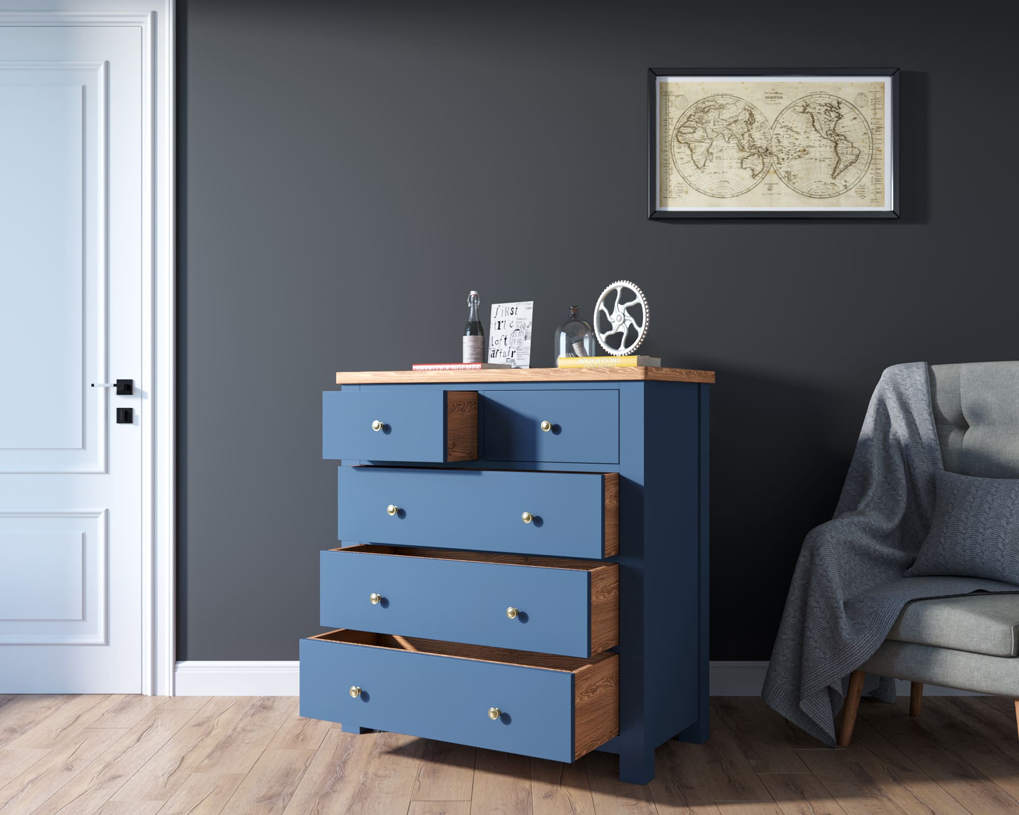 Комод с 5 ящиками массив сосны "Jules Verne"