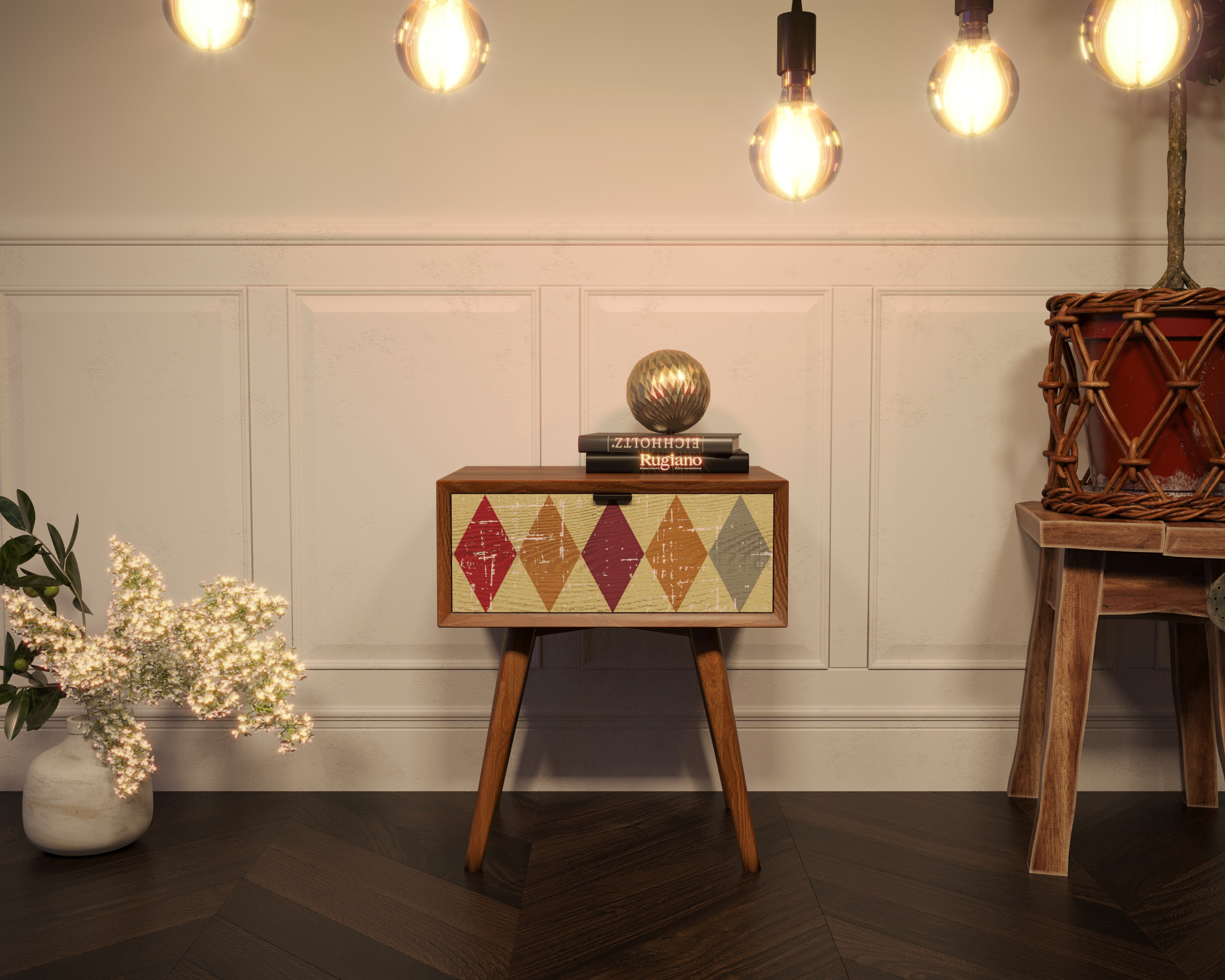 Тумба в Скандинавском стиле "Bruni print" с ящиком