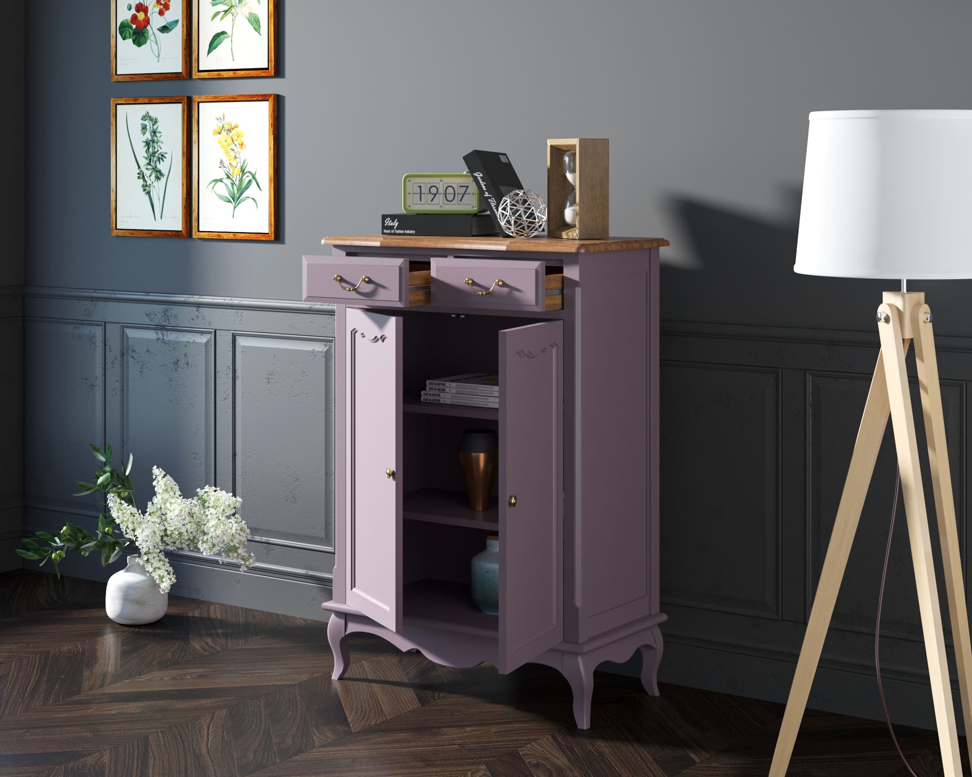 Комод мдф «Leontina Lavanda» на 2 ящика 2 дверки арт ST9329RL