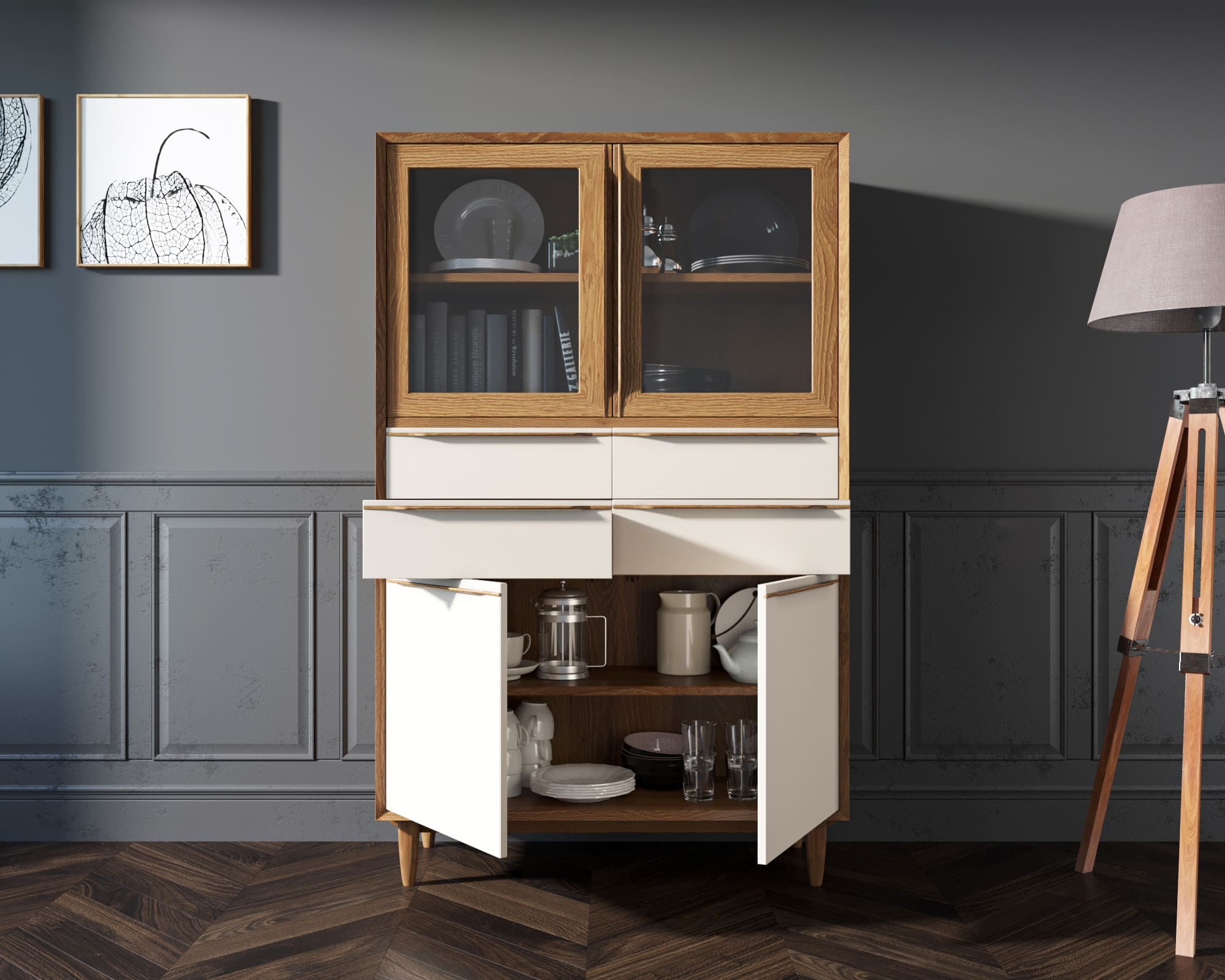 Буфет большой массив "Bruni white" большой