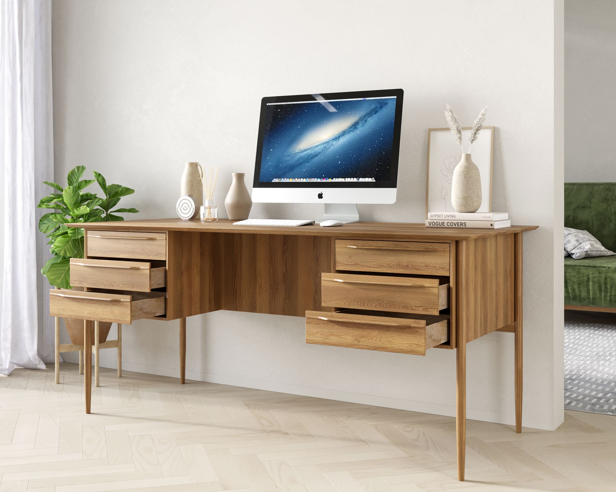 Рабочий письменный стол массив «Bruni" с ящиками