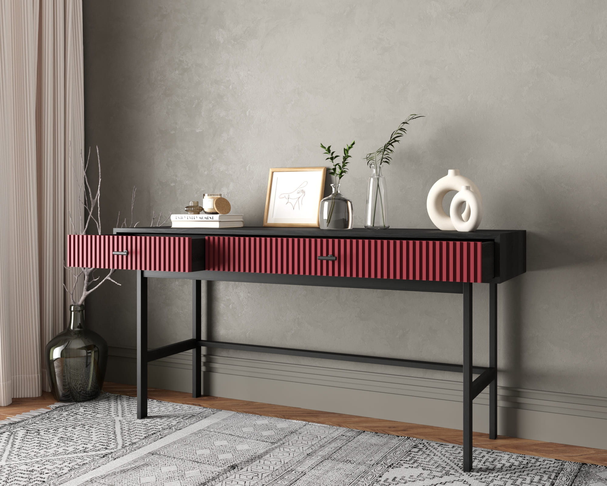 Консоль с двумя ящиками "Emerson" арт EM22/red/L