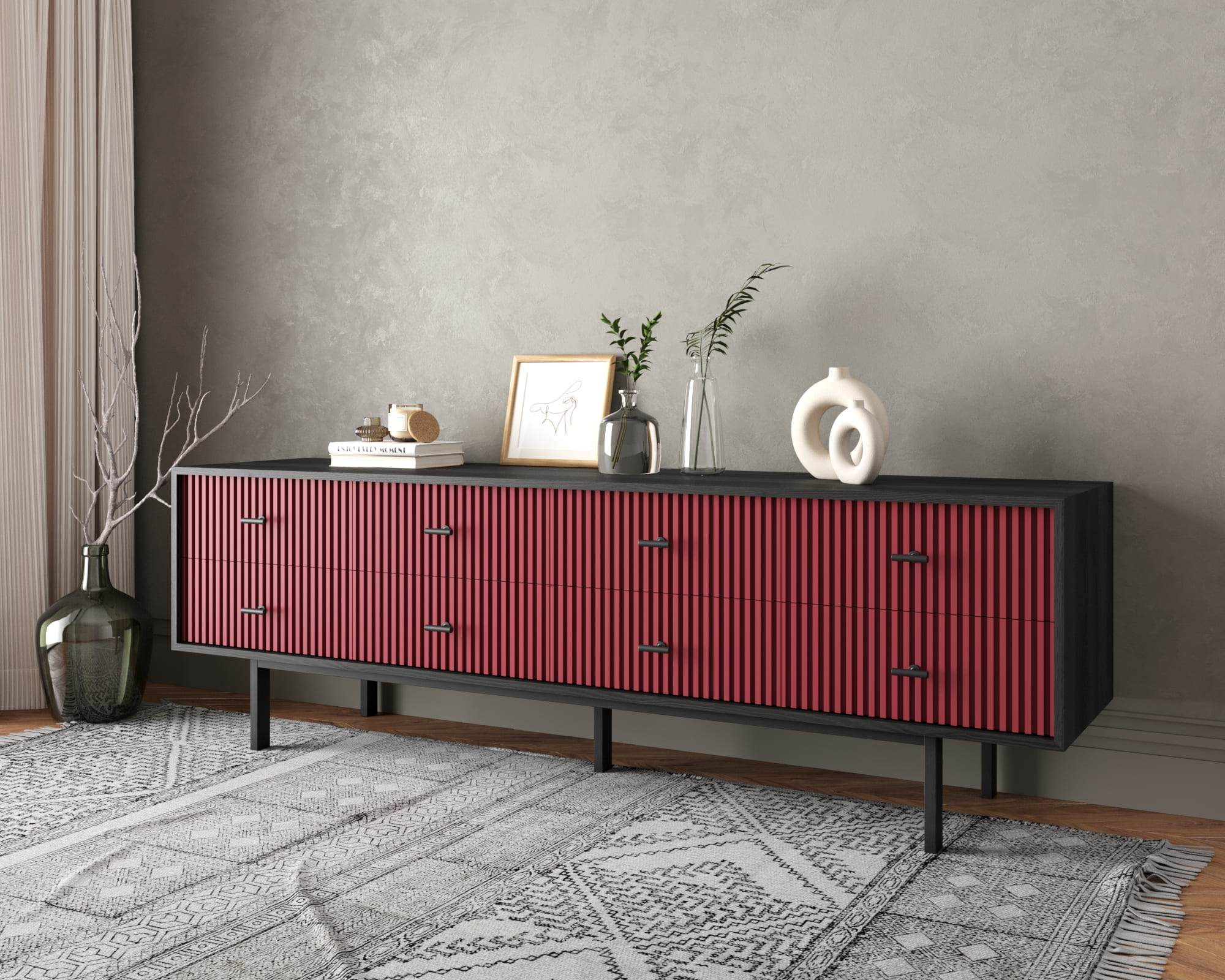 Комод с восемью ящиками "Emerson" арт EM03/red/L