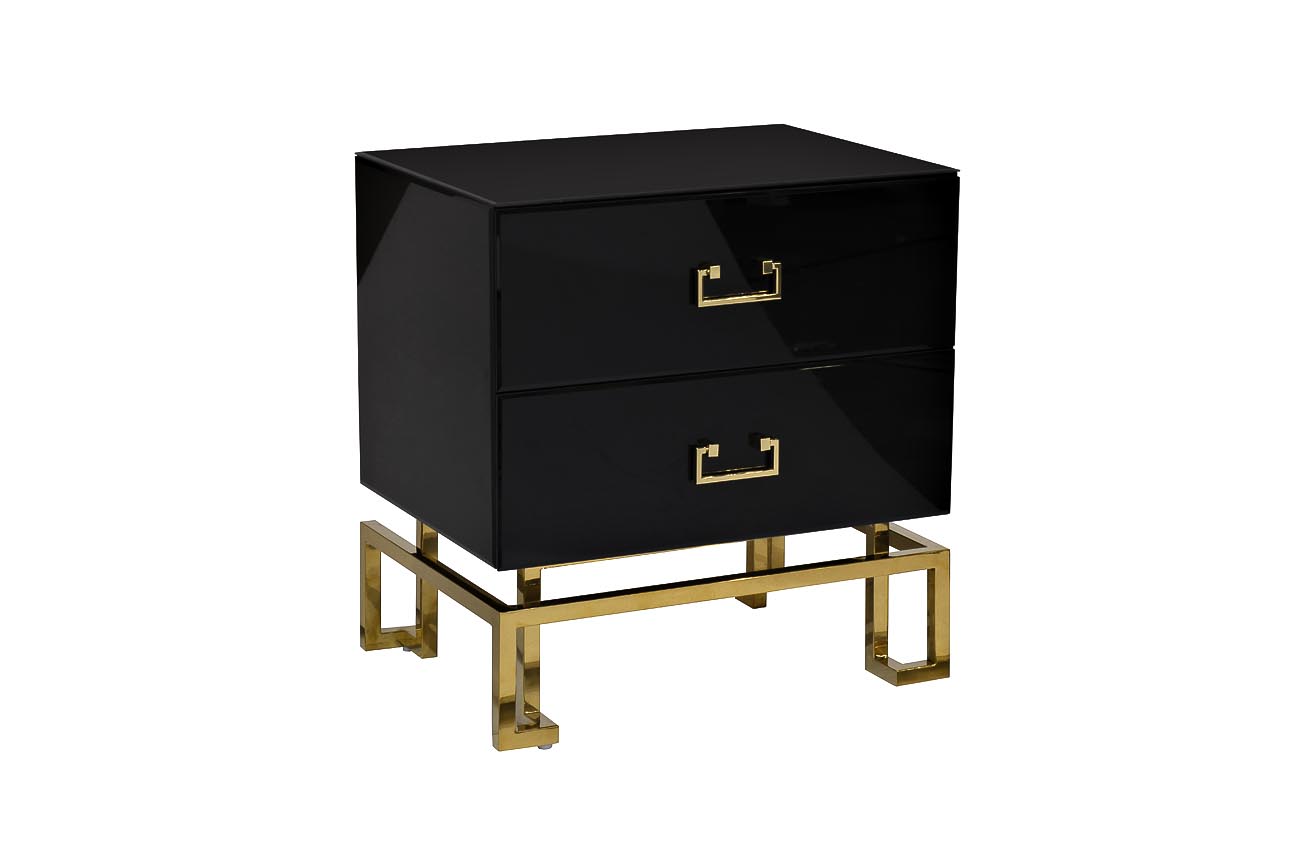 KFG059 Тумба c 2-мя ящиками черная/золото