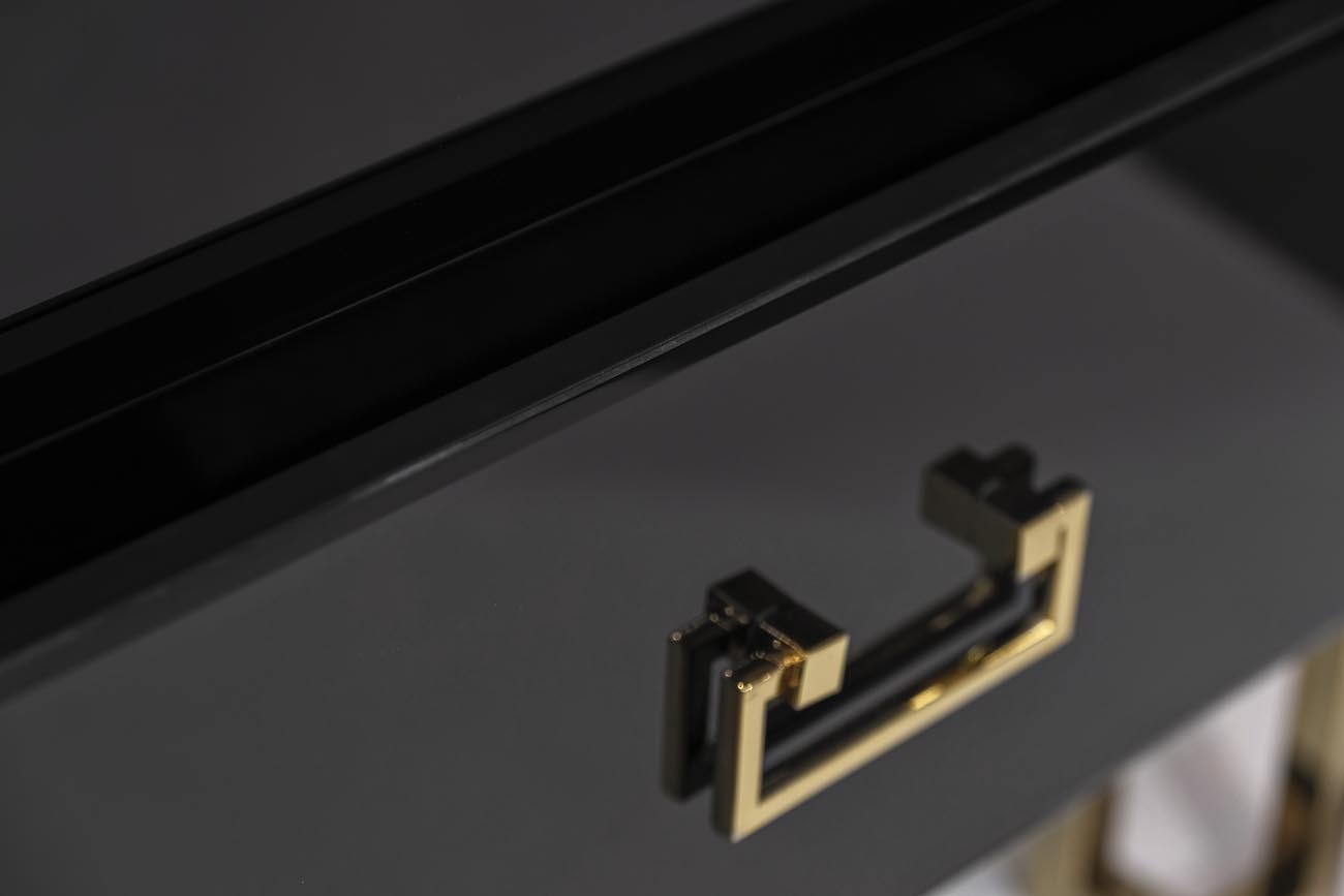 KFG059 Тумба c 2-мя ящиками черная/золото