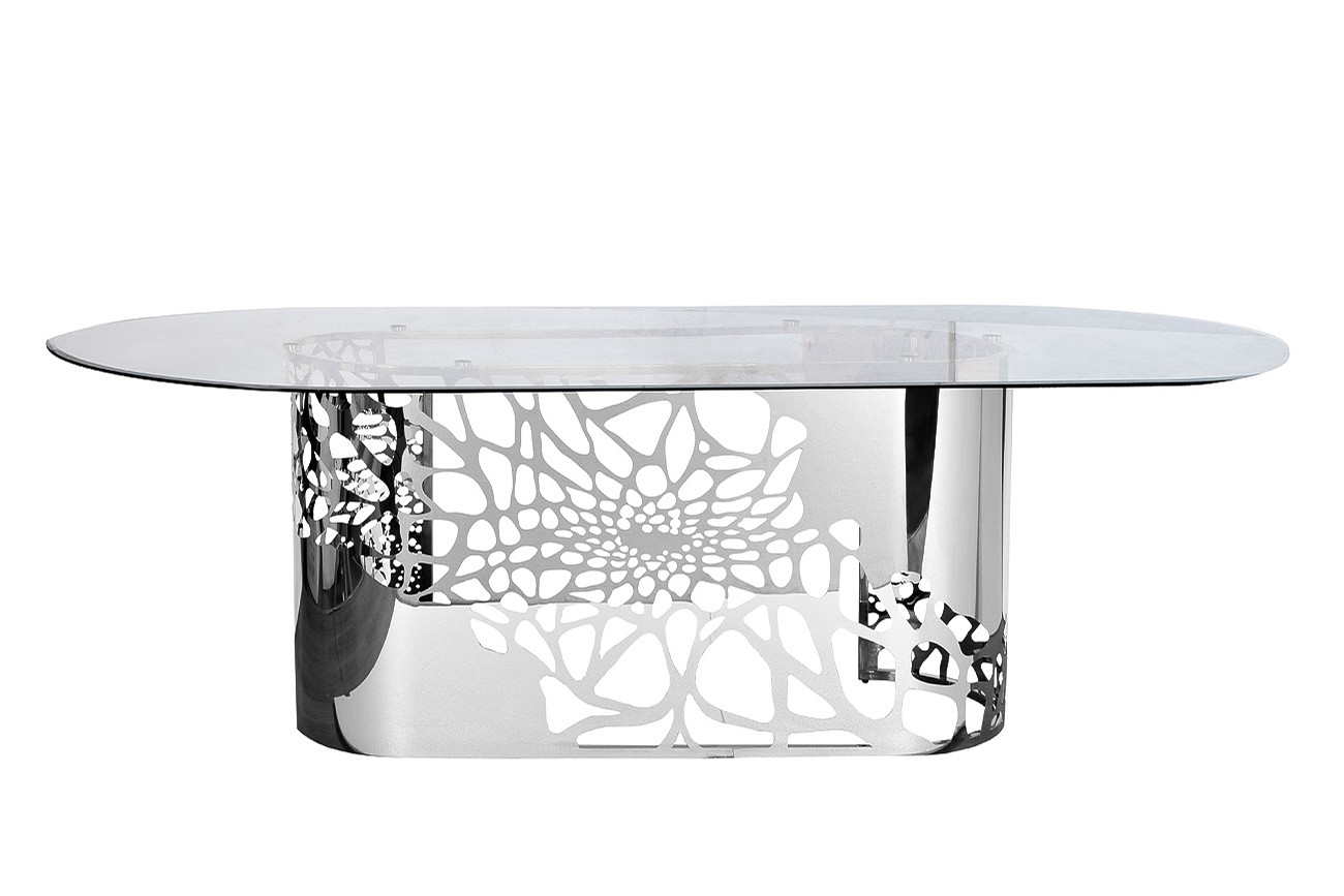 GY-8515STOL/OB Стол обеденный стекло прозр/хром