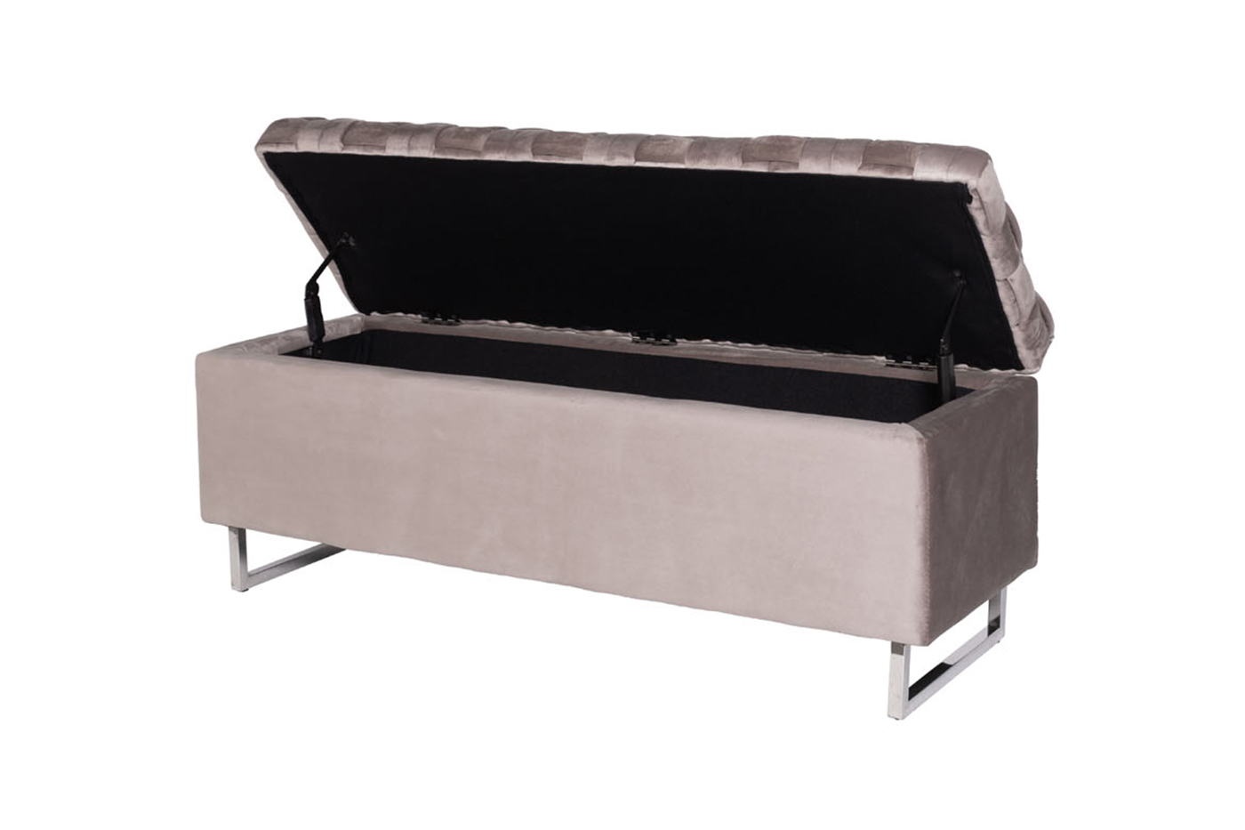 N-BANK-195-S BEG Банкетка велюр серо-бежевый для хранения