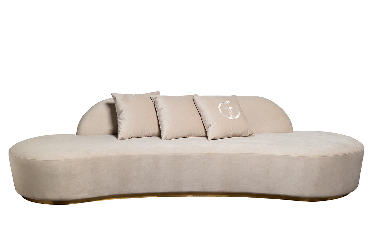 87YY-DIV2262 Диван Lea трехместный, велюр кремовый