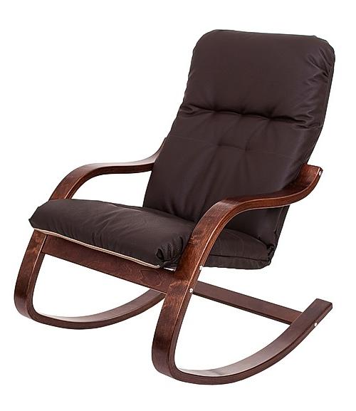Кресло-качалка Аэро  Экокожа шоколад каркас  Венге структура