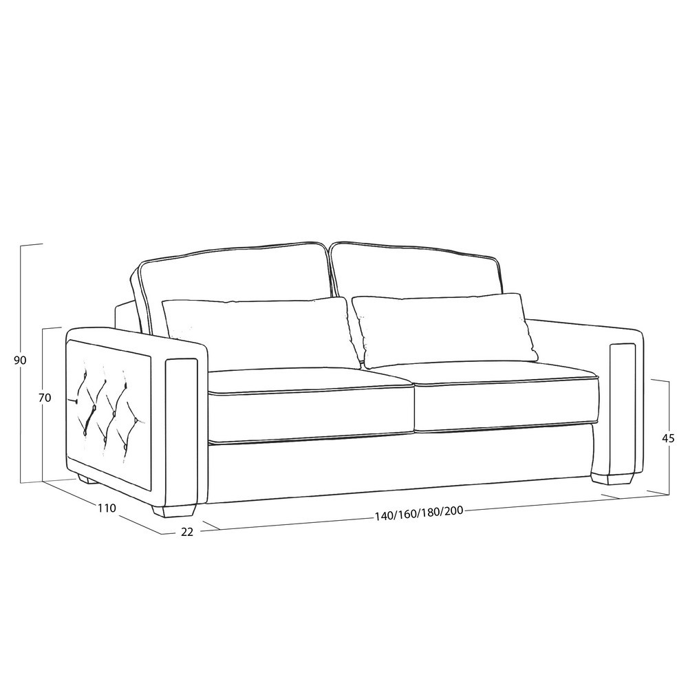 Диван Diamante (с механизмом) DDi-I-180-K03-Ka-E30