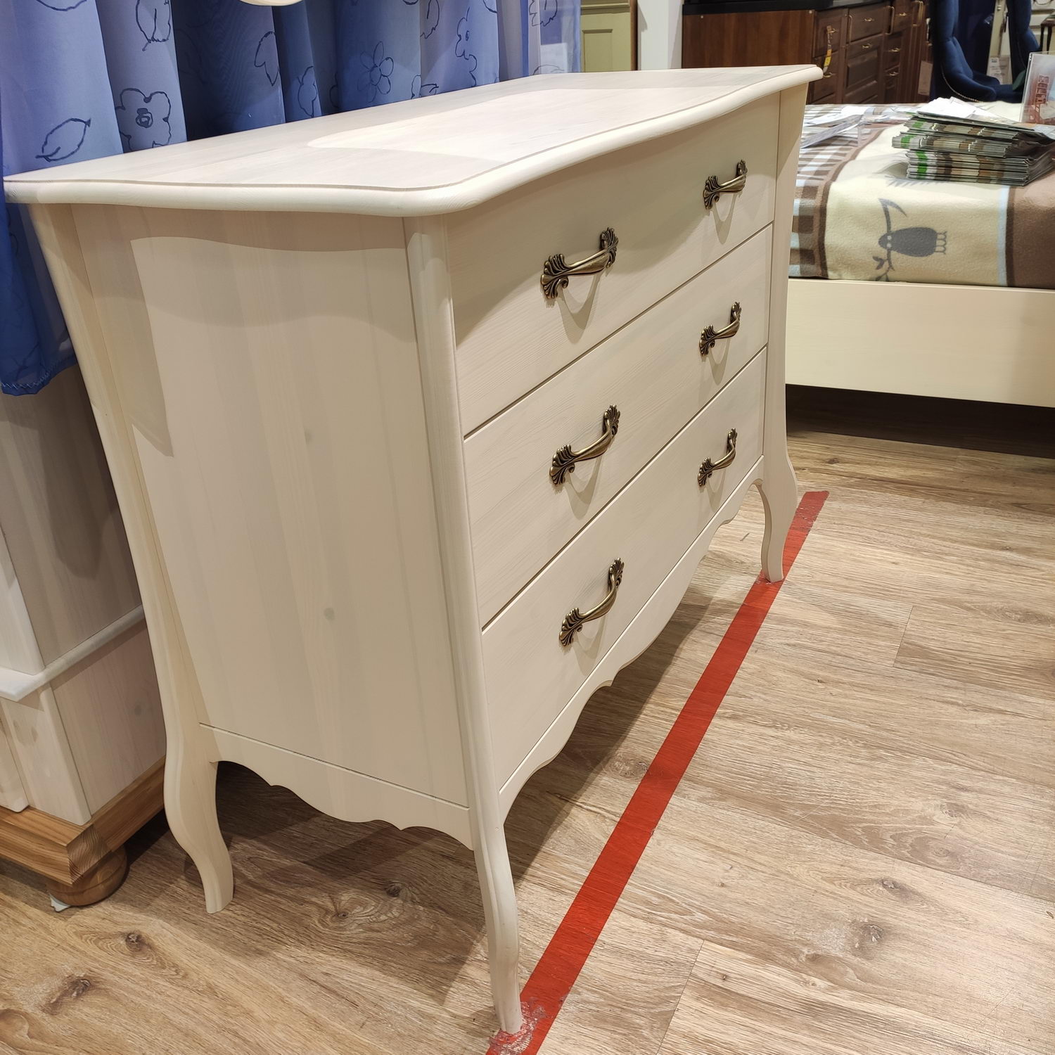 Комод с 3 ящиками белый сосна ЛеБо