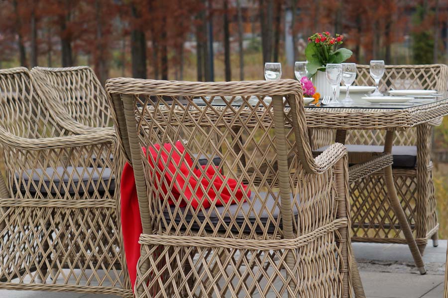 "Арлиш" обеденная группа плетеная на 4 персоны, цвет соломенный