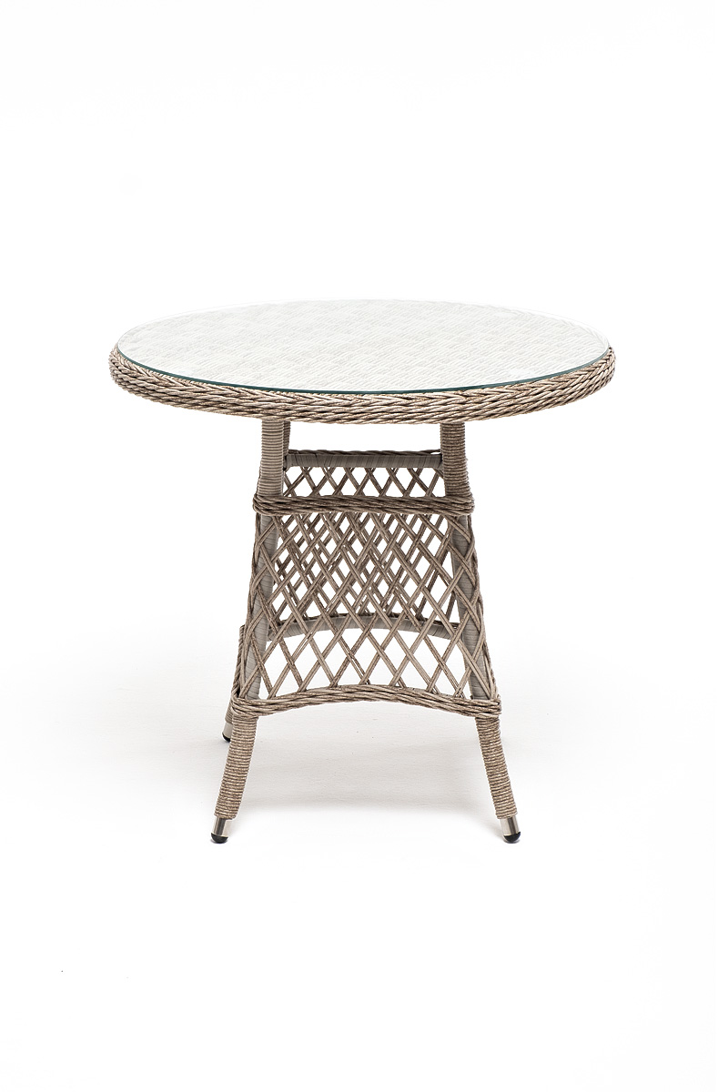 "Эспреззо" плетеный круглый стол, диаметр 80 см, цвет бежевый