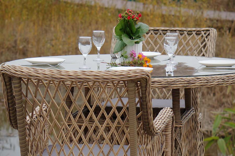 "Эспреззо" плетеный круглый стол, диаметр 118 см, цвет соломенный