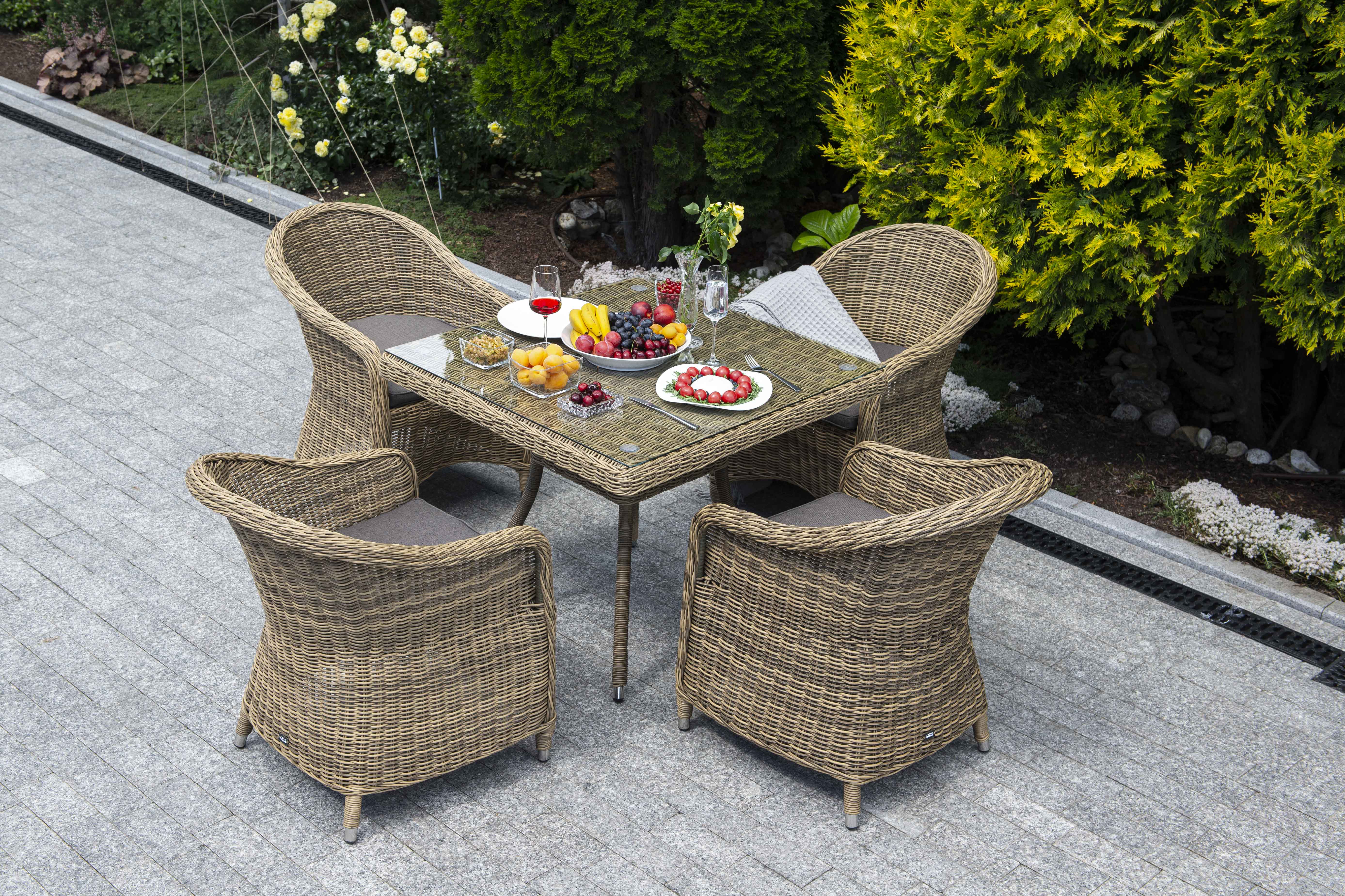 "Франческо" обеденная группа из искусственного ротанга, цвет соломенный