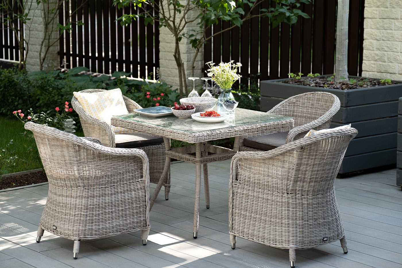 "Франческо" обеденная группа плетеная, цвет бежевый