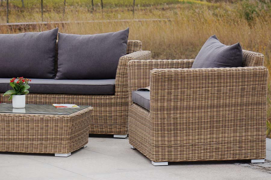 "Капуто Дабл" лаунж-зона из искусственного ротанга, цвет соломенный